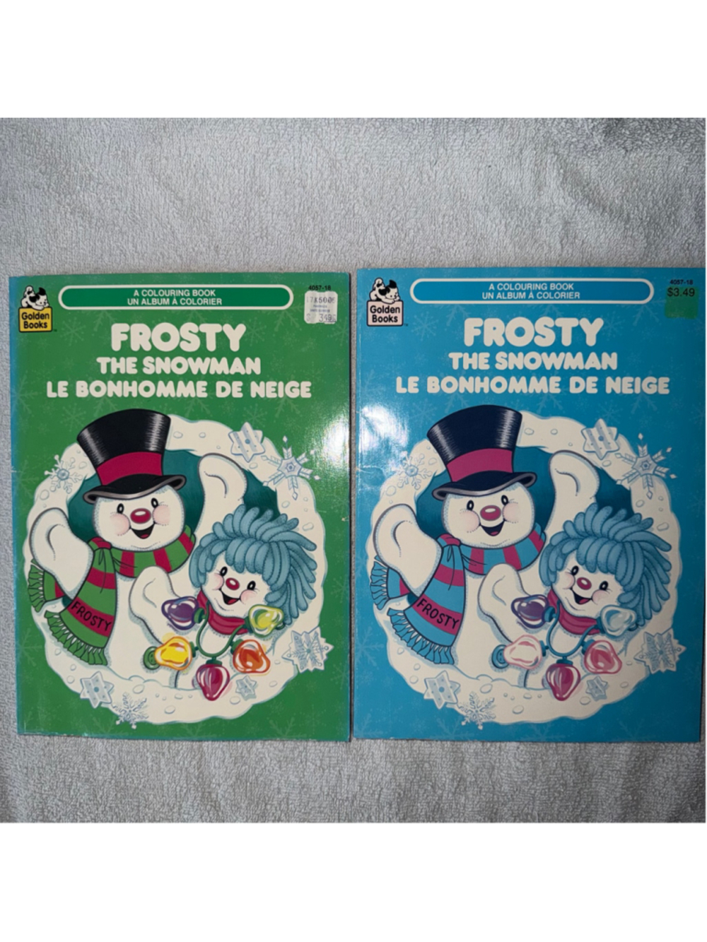 NOS Vintage 1989 Golden Books Christmas Frosty Coloring Book Set/2